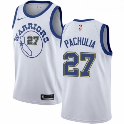 Youth Nike Golden State Warriors 27 Zaza Pachulia Authentic White Hardwood Classics NBA Jersey