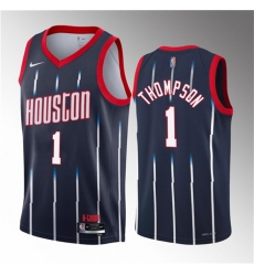 Men Houston Rockets 1 Amen Thompson Navy 2023 Draft City Edition Stitched Basketball Jersey