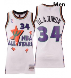 Men Houston Rockets Mitchell Ness White Assorted Hakeem Olajuwon Nba All Star 1995 Swingman Jersey