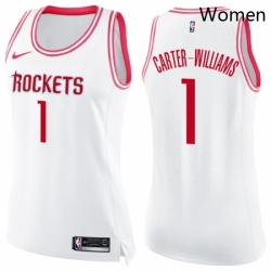 Womens Nike Houston Rockets 1 Michael Carter Williams Swingman White Pink Fashion NBA Jersey  Womens Nike Houston Rockets 1 Michael Carter Williams Swingman White Pink Fashion NBA Jersey