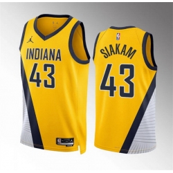 Men Indiana Pacers 43 Pascal Siakam Yelllow Statement Edition Stitched Basketball Jersey