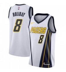 Men Nike Indiana Pacers 8 Justin Holiday White NBA Swingman Earned Edition Jersey