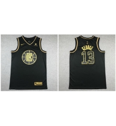 Clippers 13 Paul George Black Gold Nike Swingman Jersey