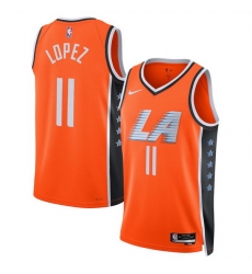 Men Los Angeles Clippers 11 Brook Lopez Orange 2025 26 City Edition Stitched Jersey