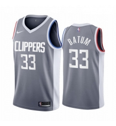 Men Los Angeles Clippers 33 Nicolas Batum Gray NBA Swingman 2020 21 Earned Edition Jersey