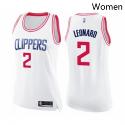 Womens Los Angeles Clippers 2 Kawhi Leonard Swingman White Pink Fashion Basketball Jersey 