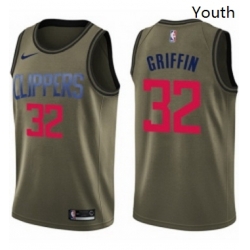 Youth Nike Los Angeles Clippers 32 Blake Griffin Swingman Green Salute to Service NBA Jersey