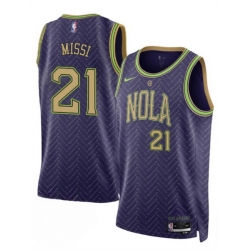 Men New Orleans Pelicans 21 Yves Missi Purple 2024 25 City Ediiton Stitched Basketball Jersey