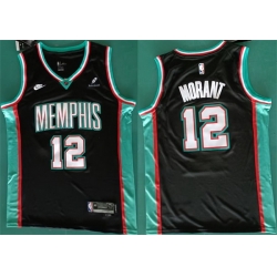 Men Memphis Grizzlies 12 Ja Morant Black 2025 Classic Edition Stitched Basketball Jersey