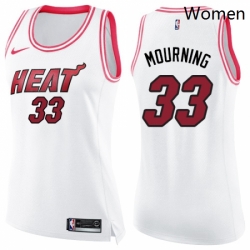Womens Nike Miami Heat 33 Alonzo Mourning Swingman WhitePink Fashion NBA Jersey Womens Nike Miami Heat 33 Alonzo Mourning Swingman WhitePink Fashion NBA Jersey