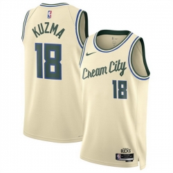 Men Milwaukee Bucks 18 Kyle Kuzma Cream 2025 26 City Edition Stitched Basketball Jersey