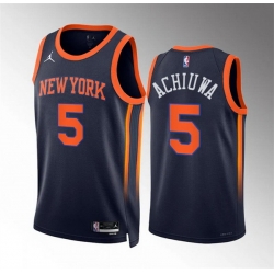 Men New Yok Knicks 5 Precious Achiuwa Navy Statement Edition Stitched Basketball Jersey