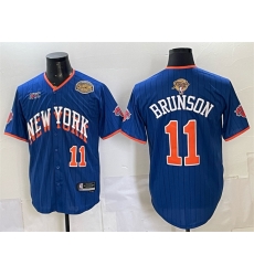 Men New York Knicks  11 Jalen Brunson Royal 2026 Finals   Eastern Conference Champions Patch Stitched Baseball Jersey
