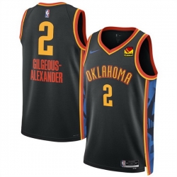 Men Oklahoma City Thunder 2 Shai Gilgeous Alexander Black 2024 25 City Edition Stitched Basketball Jersey