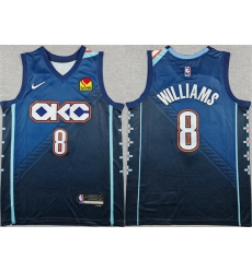 Men Oklahoma City Thunder 8 Jalen Williams Navy Stitched Basketball Jersey