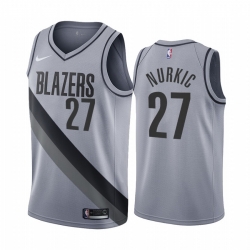 Men Portland Trail Portland Blazers 27 Jusuf Nurkic Gray NBA Swingman 2020 21 Earned Edition Jersey