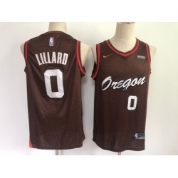 Men's Portland Trail Blazers #0 Damian Lillard Brown City Player Jersey