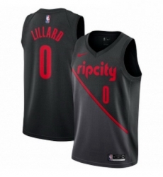 Womens Nike Portland Trail Blazers 0 Damian Lillard Swingman Black NBA Jersey 2018 19 City Edition