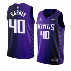 Men Sacramento Kings 40 Harrison Barnes Purple 2023 24 Statement Edition Swingman Stitched Basketball Jersey