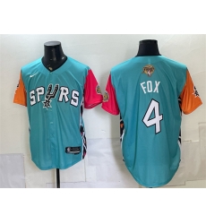 Men San Antonio Spurs 4 De Aaron Fox Teal 2026 Finals Patch Stitched Baseball Jersey Men San Antonio Spurs 4 De Aaron Fox Teal 2026 Finals Patch Stitched Baseball Jersey
