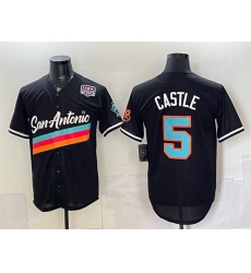 Men San Antonio Spurs 5 Stephon Castle Black USA 250 Patch City Edition Stitched Baseball Jersey Men San Antonio Spurs 5 Stephon Castle Black USA 250 Patch City Edition Stitched Baseball Jersey