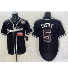 Men San Antonio Spurs 5 Stephon Castle Black USA 250 Patch Stitched Baseball Jersey Men San Antonio Spurs 5 Stephon Castle Black USA 250 Patch Stitched Baseball Jersey