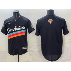 Men San Antonio Spurs Blank Black 2026 Finals Patch City Edition Stitched Baseball Jersey