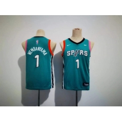 Youth San Antonio Spurs 1 Victor Wembanyama Teal City Edition Stitched Jersey