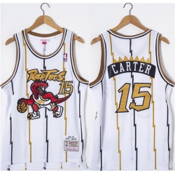 Men Toronto Raptors 15 Vince Carter White Throwback Stitched Jersey