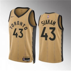 Men Toronto Raptors 43 Pascal Siakam Gold 2023 24 City Edition Stitched Basketball Jersey