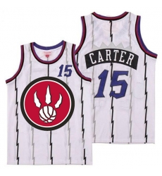 Raptors 15 Vince Carter White Red Big Logo Retro Jersey