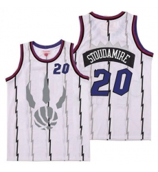 Raptors 20 Damon Stoudamire White Gray Logo Retro Jersey