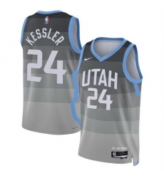 Men Utah Jazz 24 Walker Kessler Grey 2025 26 City Edition Stitched Basketball Jersey Men Utah Jazz 24 Walker Kessler Grey 2025 26 City Edition Stitched Basketball Jersey