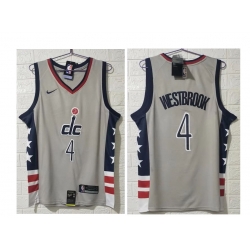 Men Washington Wizards 4 Russell Westbrook NEW Grey 2021 City Edition NBA Swingman Jersey