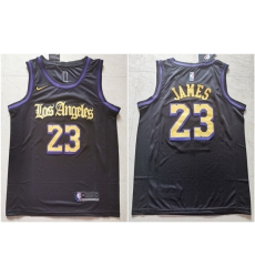 Lakers 23 Lebron James Black City Edition Nike Swingman Jersey