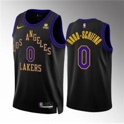 Men Los Angeles Lakers 0 Jalen Hood Schifino Black 2023 24 City Edition Stitched Basketball Jersey