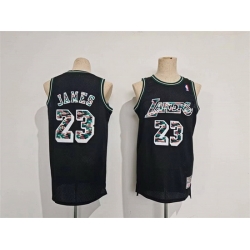 Men Los Angeles Lakers 23 LeBron James Black Throwback Basketball Jersey