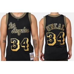 Men Los Angeles Lakers 34 Shaquille O 27Neal  27 Black 96 97 Swingman Stitched Basketball Jersey