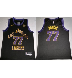 Men Los Angeles Lakers 77 Luka Docic Black 2025 Stitched Basketball Jersey