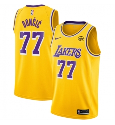 Men Los Angeles Lakers 77 Luka  Doncic Yellow 2025 Icon Edition Stitched Basketball Jersey