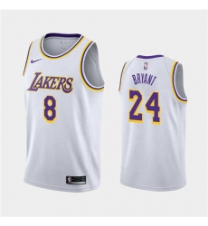 Men Los Angeles Lakers Kobe Bryant 8 24 Either Number White Stitched NBA Jersey