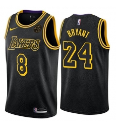 Men's Los Angeles Lakers Front #8 Back #24 Kobe Bryant Black Stitched NBA Jersey