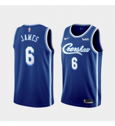 Men's Los Angeles Lakers LeBron James #6 Jersey Blue Crenshaw 2021-22