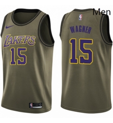 Mens Nike Los Angeles Lakers 15 Moritz Wagner Swingman Green Salute to Service NBA Jersey 