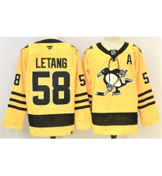 Men Pittsburgh Penguins 58 Kris Letang Gold 2025 26 With A Patch Alternate Stitched Hockey Jersey Men Pittsburgh Penguins 58 Kris Letang Gold 2025 26 With A Patch Alternate Stitched Hockey Jersey