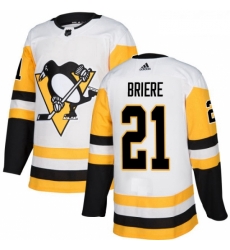 Youth Adidas Pittsburgh Penguins 21 Michel Briere Authentic White Away NHL Jersey 