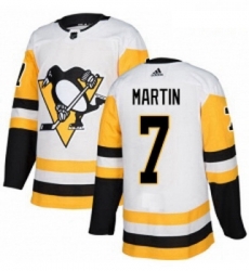 Youth Adidas Pittsburgh Penguins 7 Paul Martin Authentic White Away NHL Jersey 