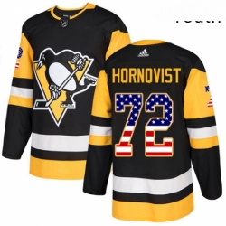 Youth Adidas Pittsburgh Penguins 72 Patric Hornqvist Authentic Black USA Flag Fashion NHL Jersey 