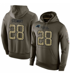 NFL Nike Carolina Panthers 28 Jonathan Stewart Green Salute To Service Mens Pullover Hoodie