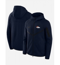 Men Denver Broncos Navy Tech Fleece Full Zip Windrunner Hoodie